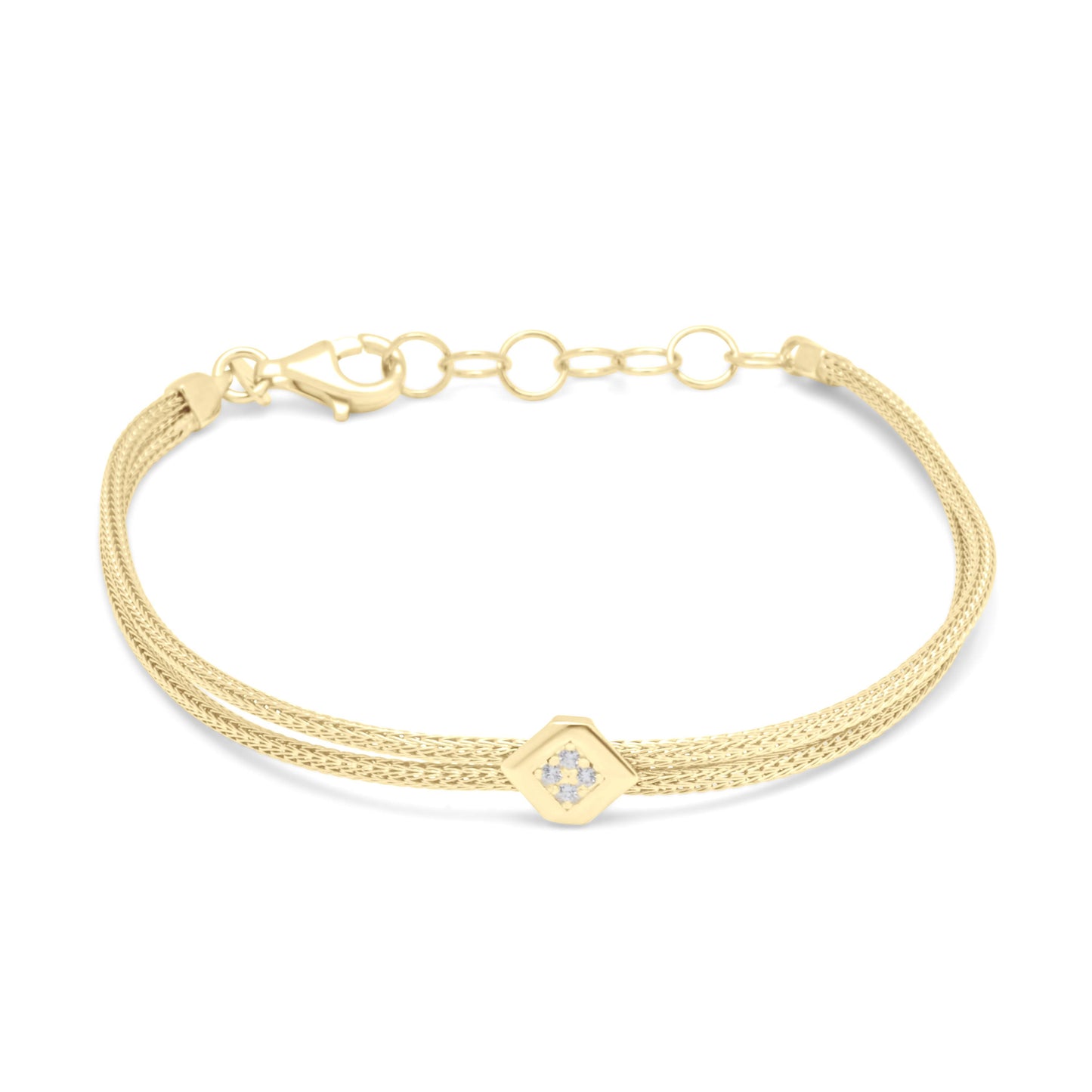 Naveta Bracelet with Stones - Gold Plated