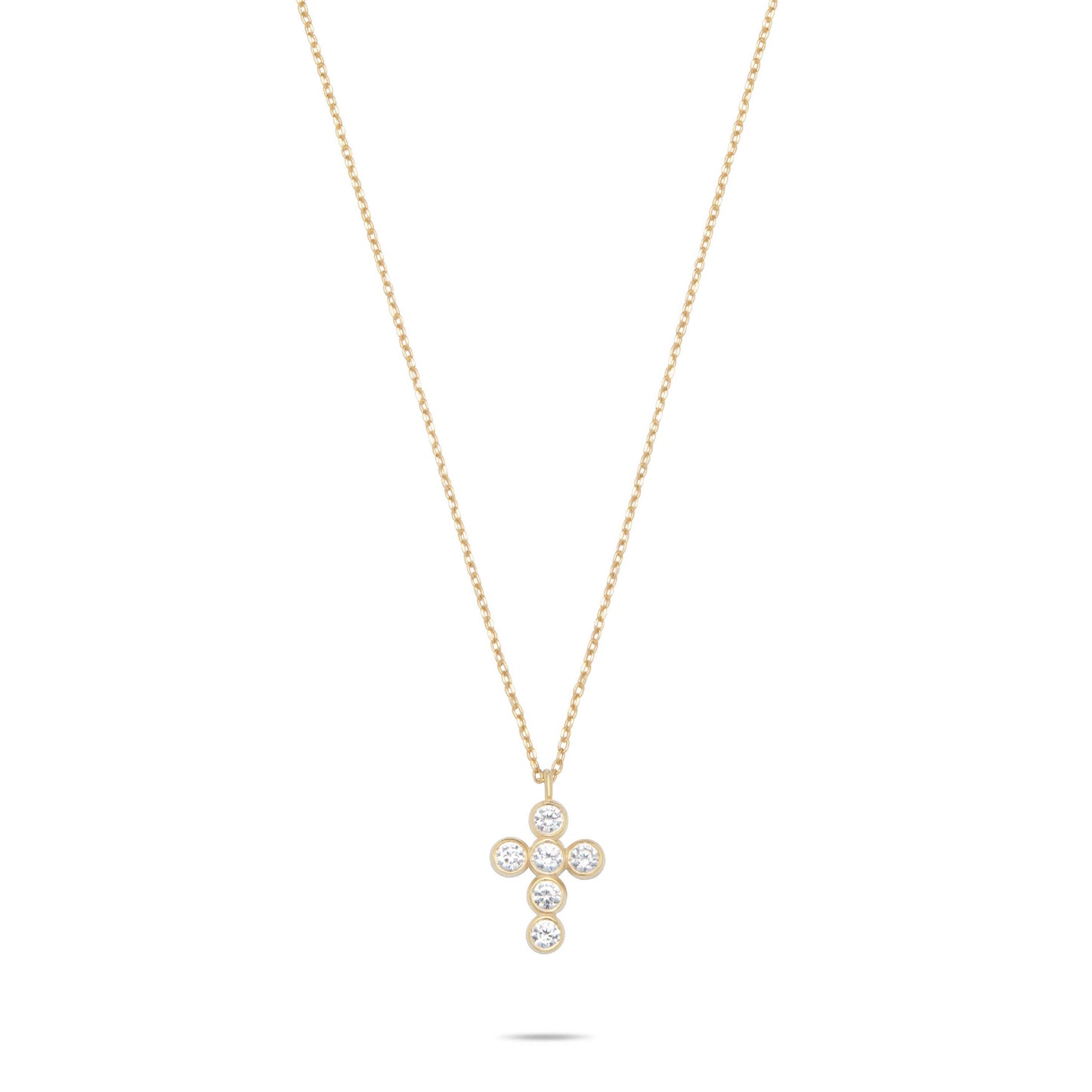 Bubble Cross Necklace  - Gold Plated