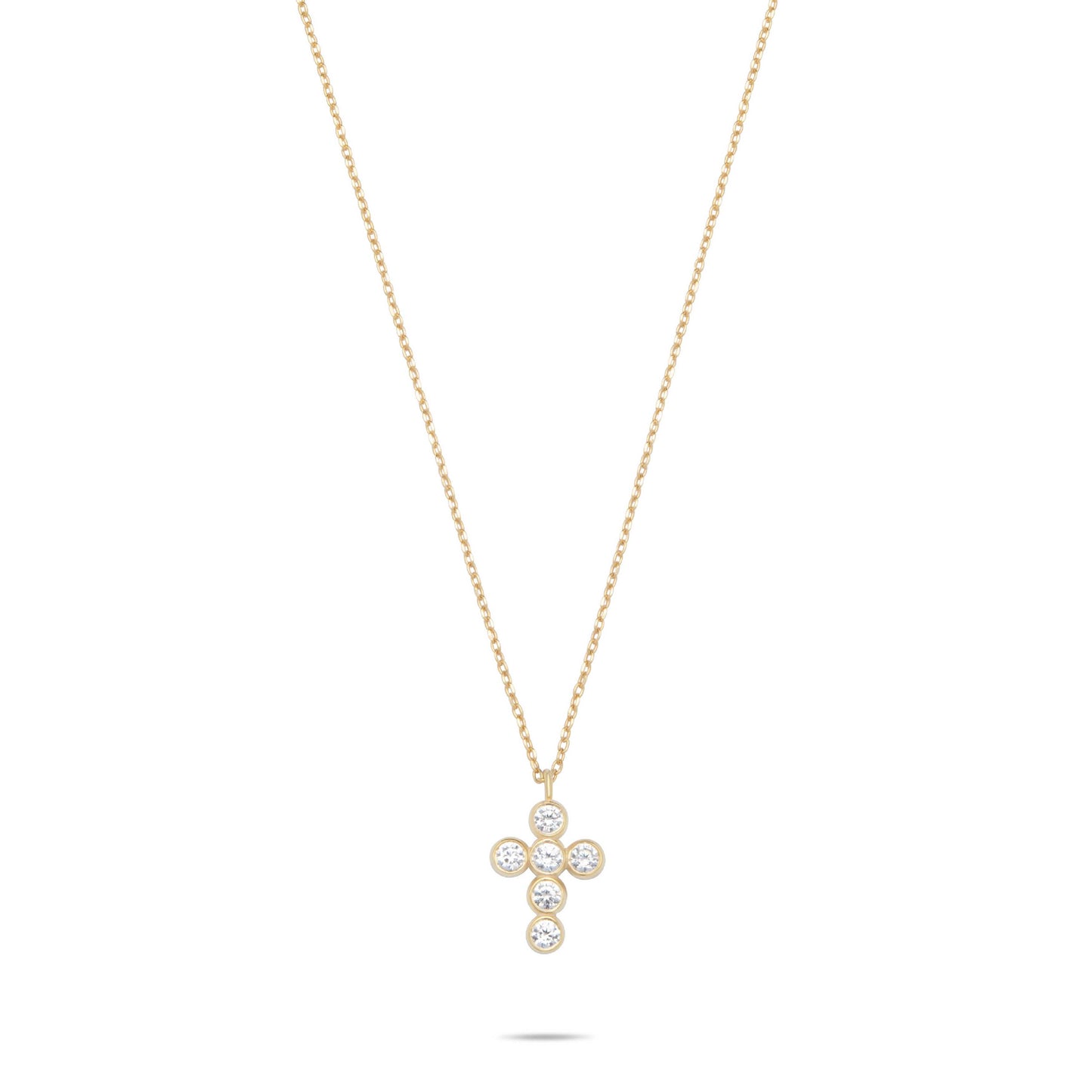 Bubble Cross Necklace - Gold Plated