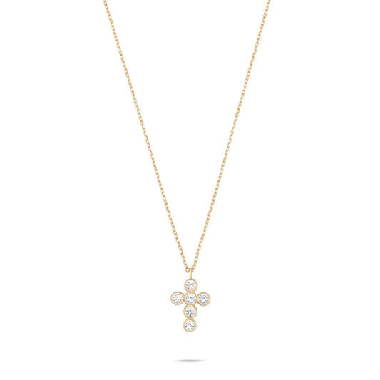 Bubble Cross Necklace - Gold Plated