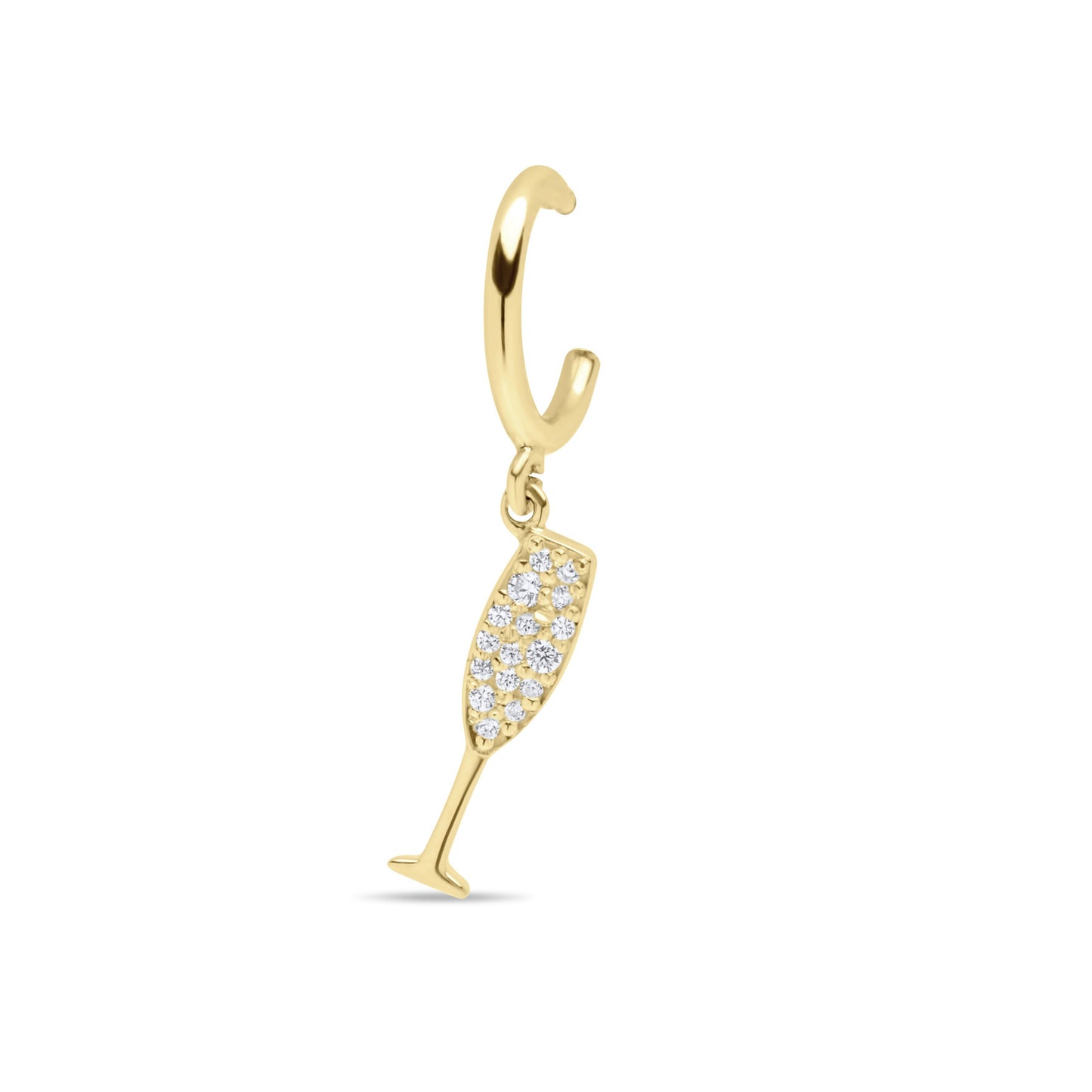 Champagne Single Hoop Earring - Gold Plated