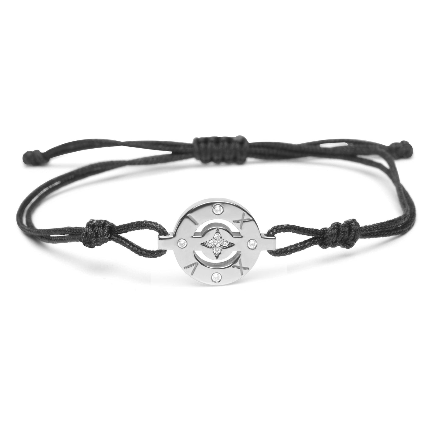 2024 Lucky Bracelet with black cord - Silver Rhodium Plated