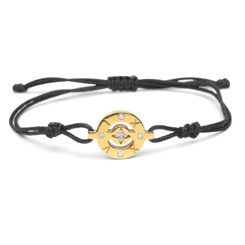 2024 Lucky Bracelet with black cord - Gold Plated