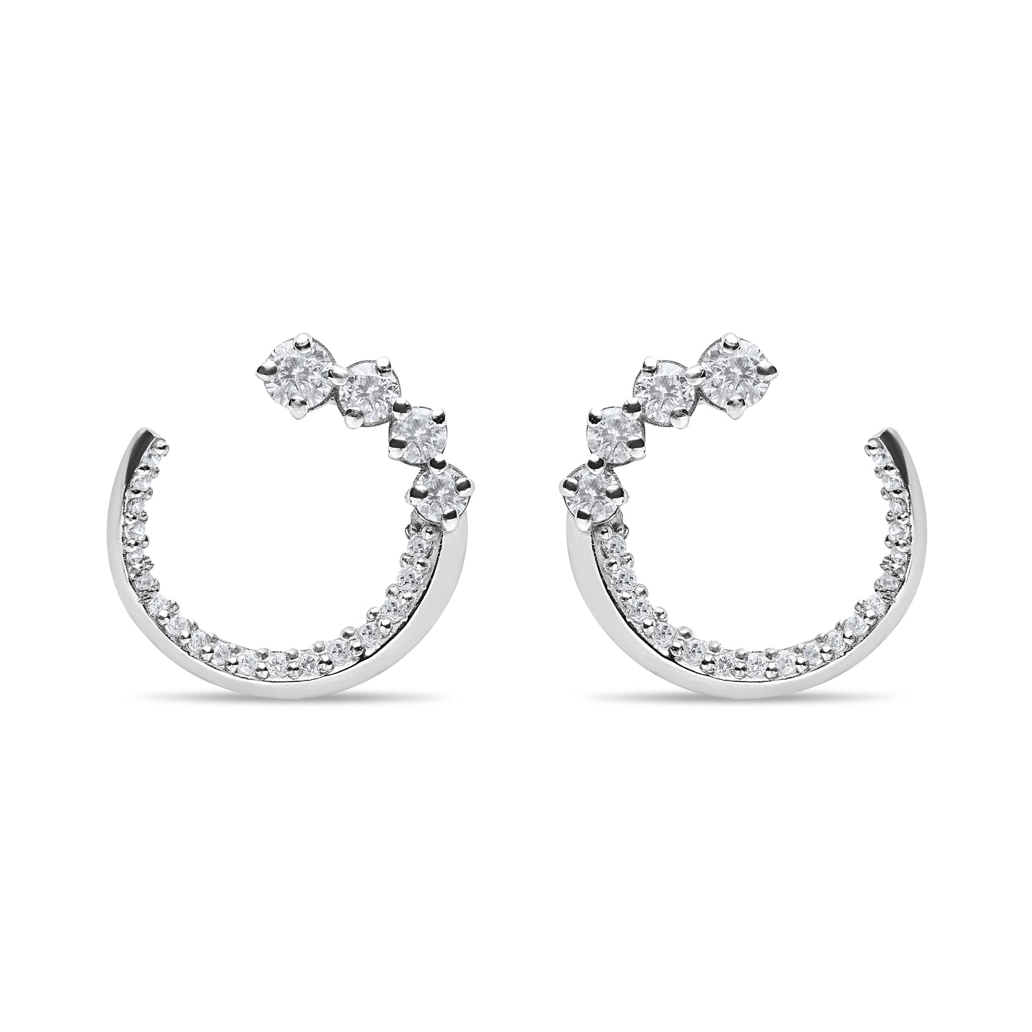 All Around Glow Pair Earrings with stones - Silver Rhodium