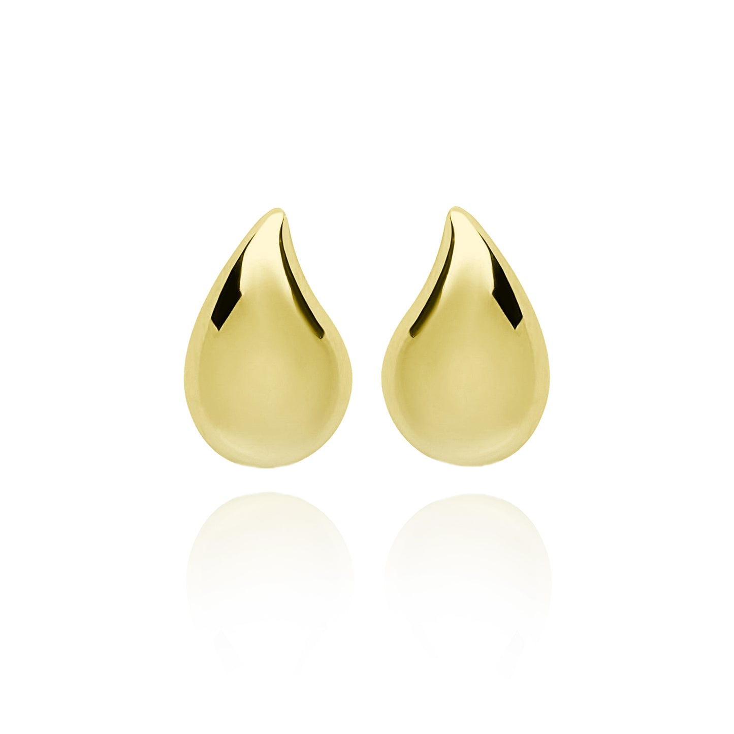 Large Solid Tear Stud Pair Earrings - Gold Plated