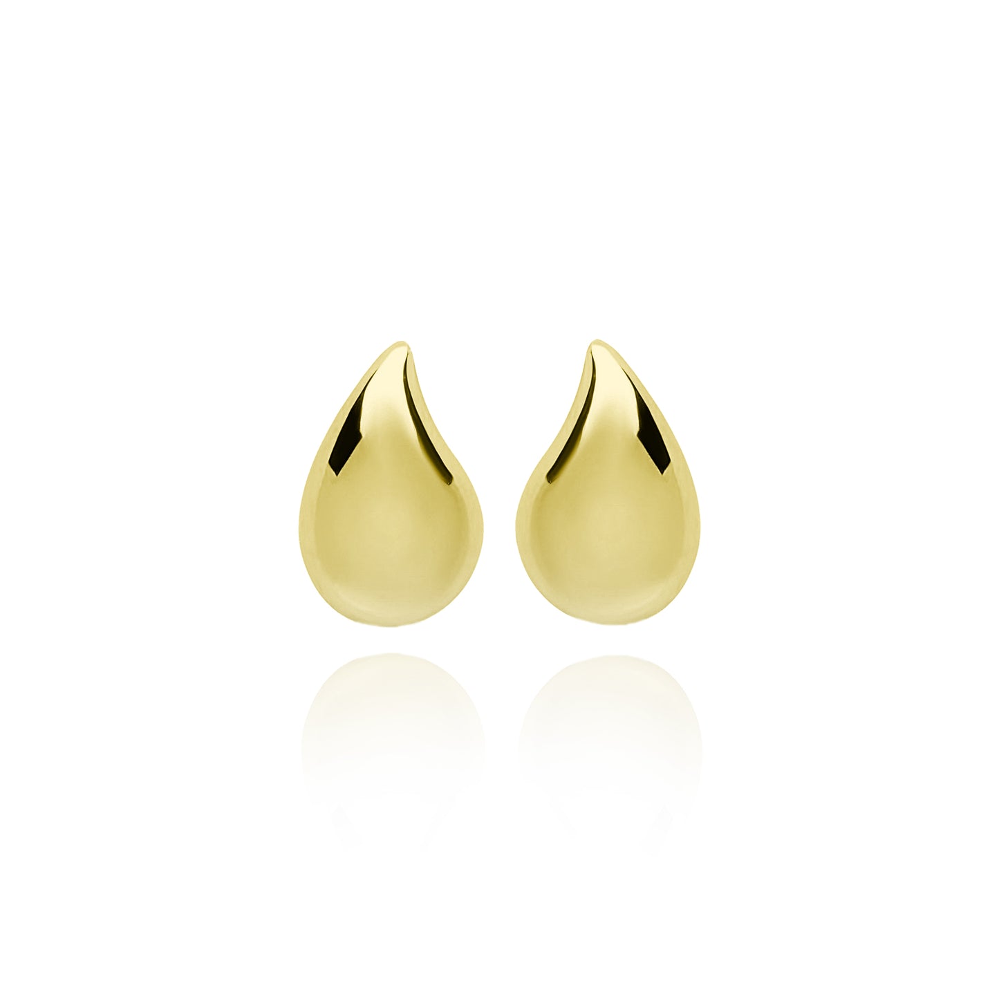 Medium Solid Tear Stud Pair Earrings - Gold Plated