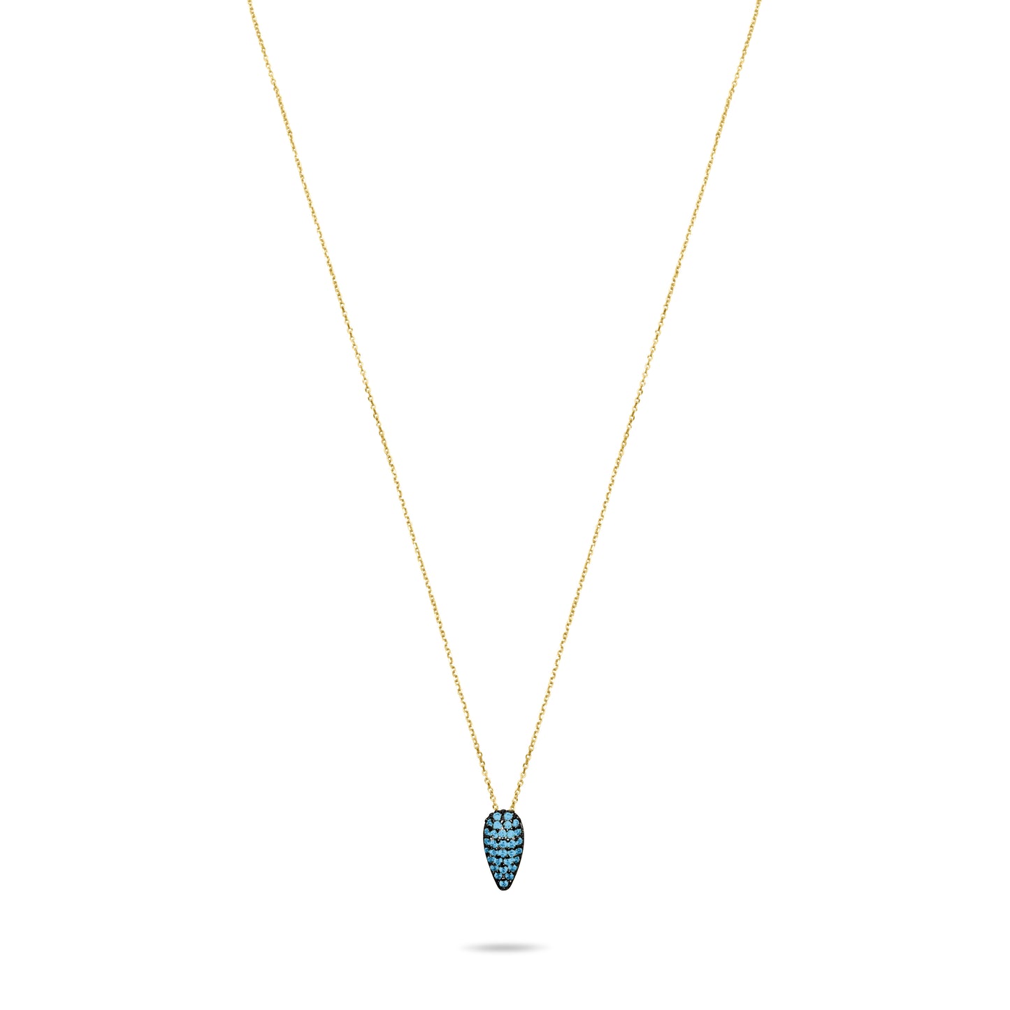 Aqua Pave Tear Necklace - Gold plated