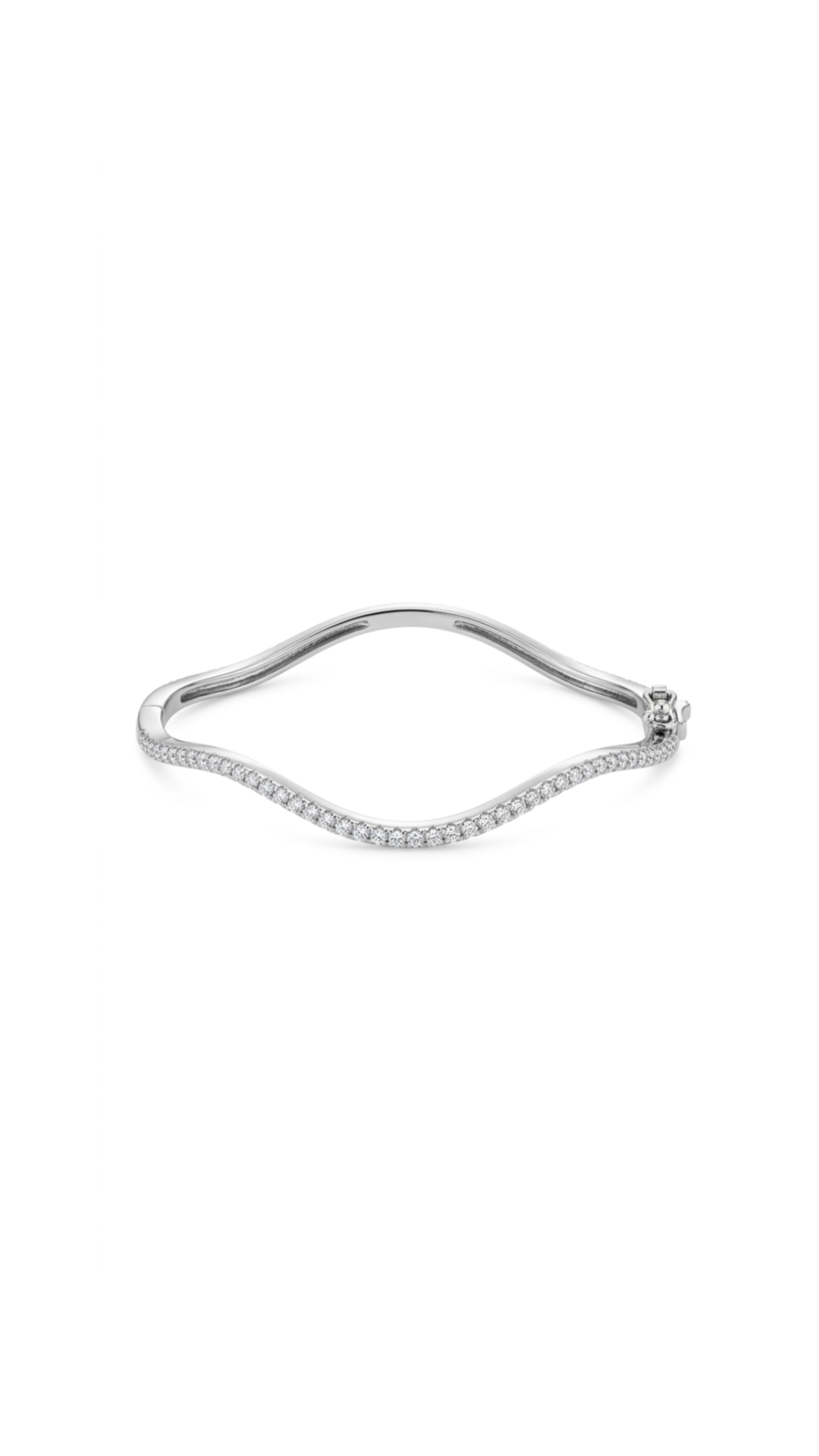 Wave Bangle - Silver Rhodium Plated