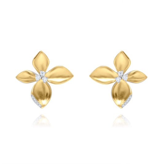 Fleuria Stud Pair Earrings - Gold Plated