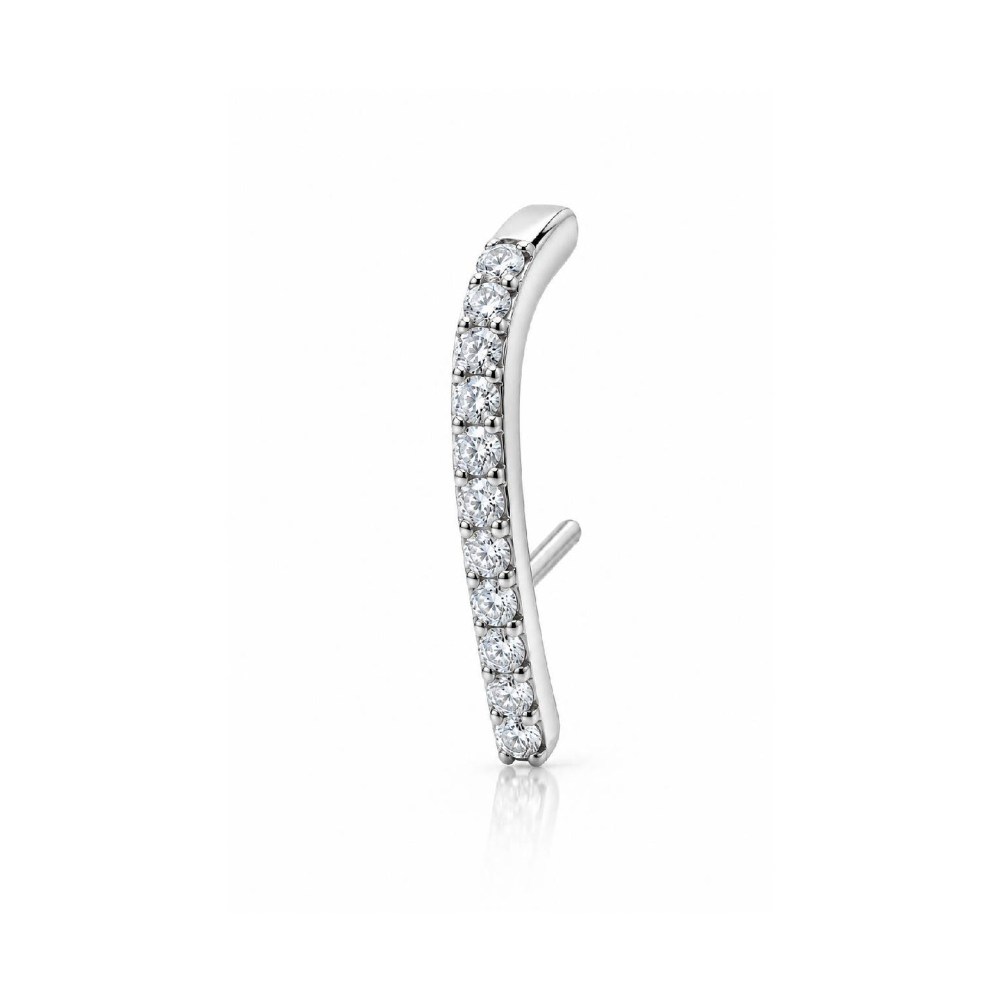 Half Single Suspender Earrings - Silver Rhodium Plated