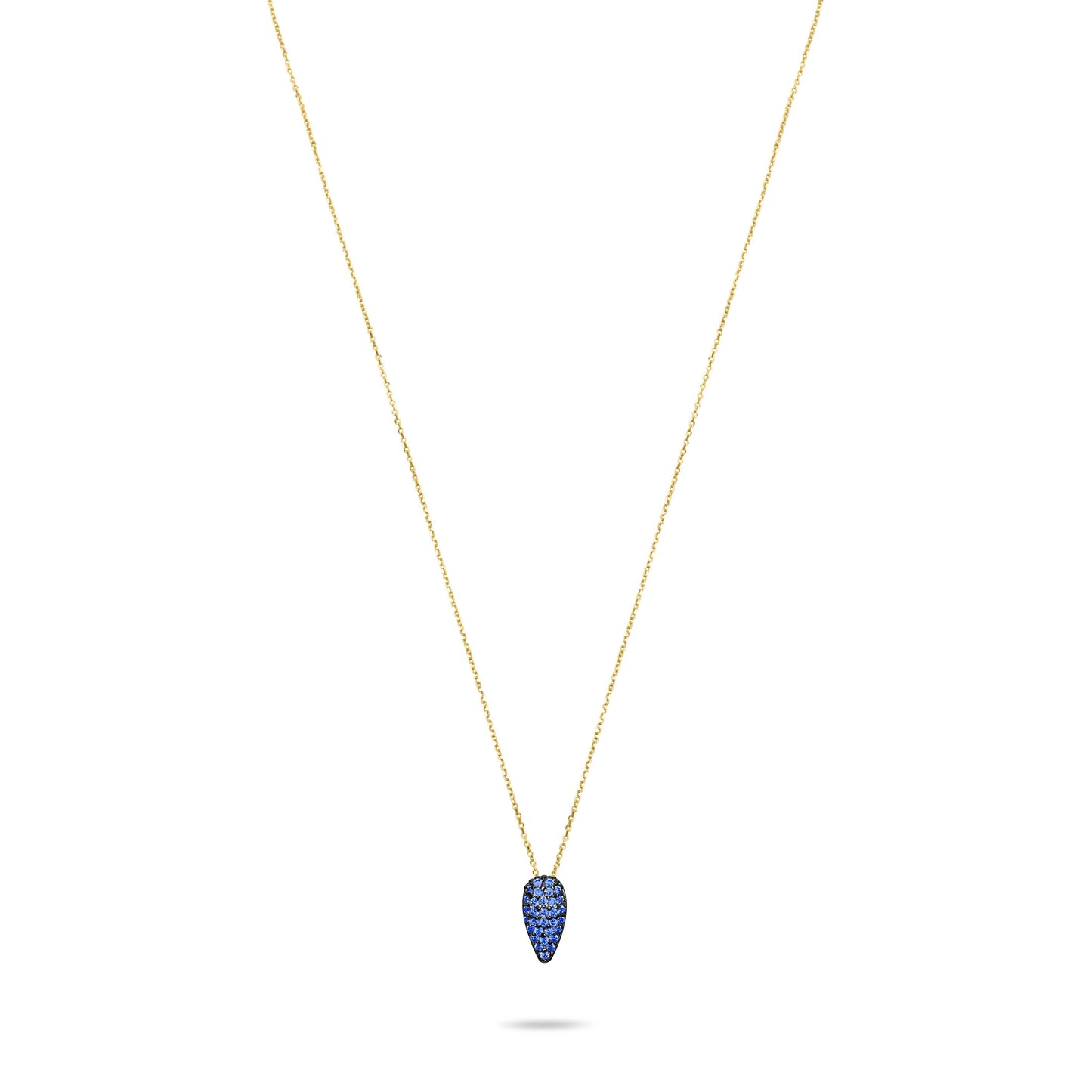 Sapphire Pave Tear Necklace - Gold plated
