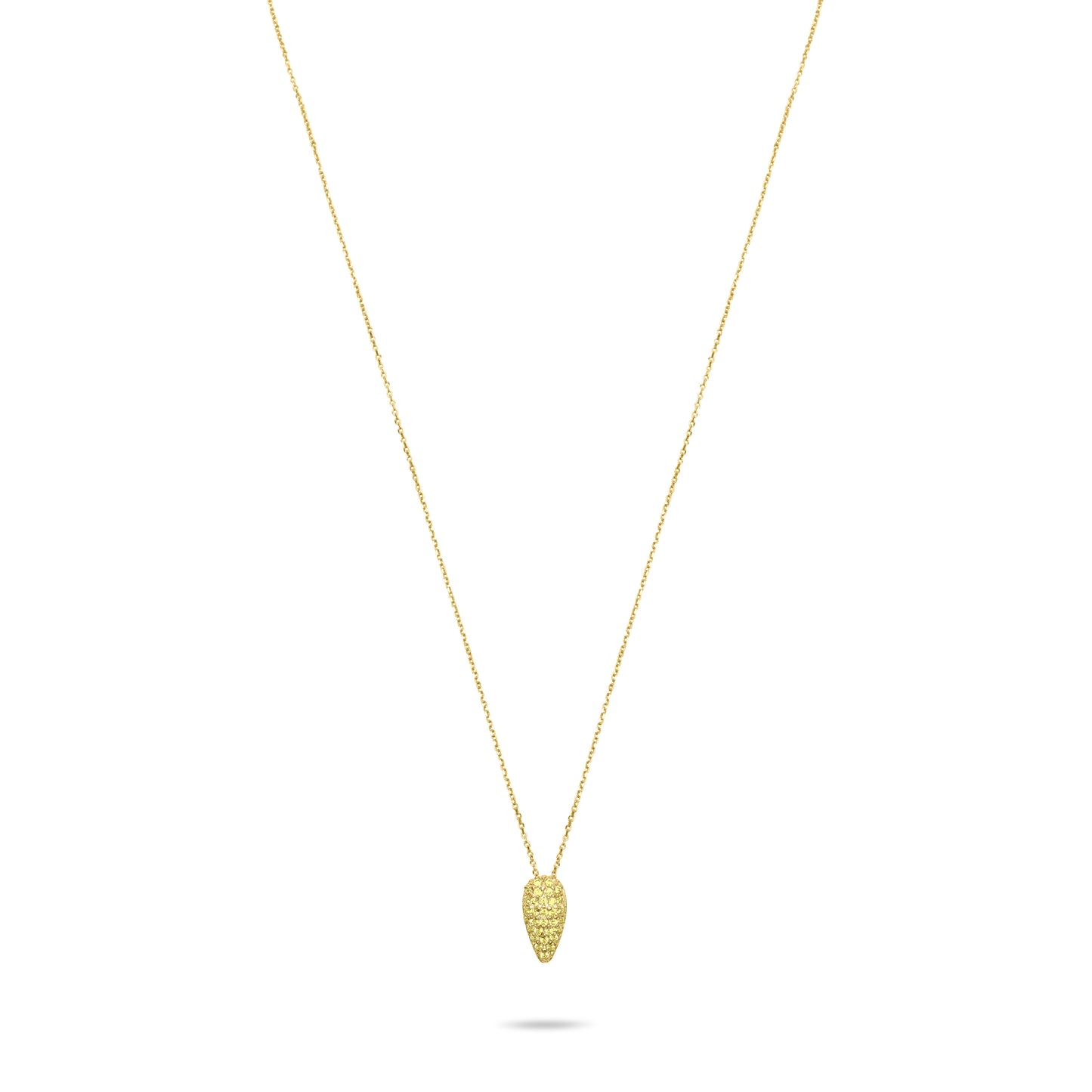 Yellow Pave Tear Necklace - Gold plated