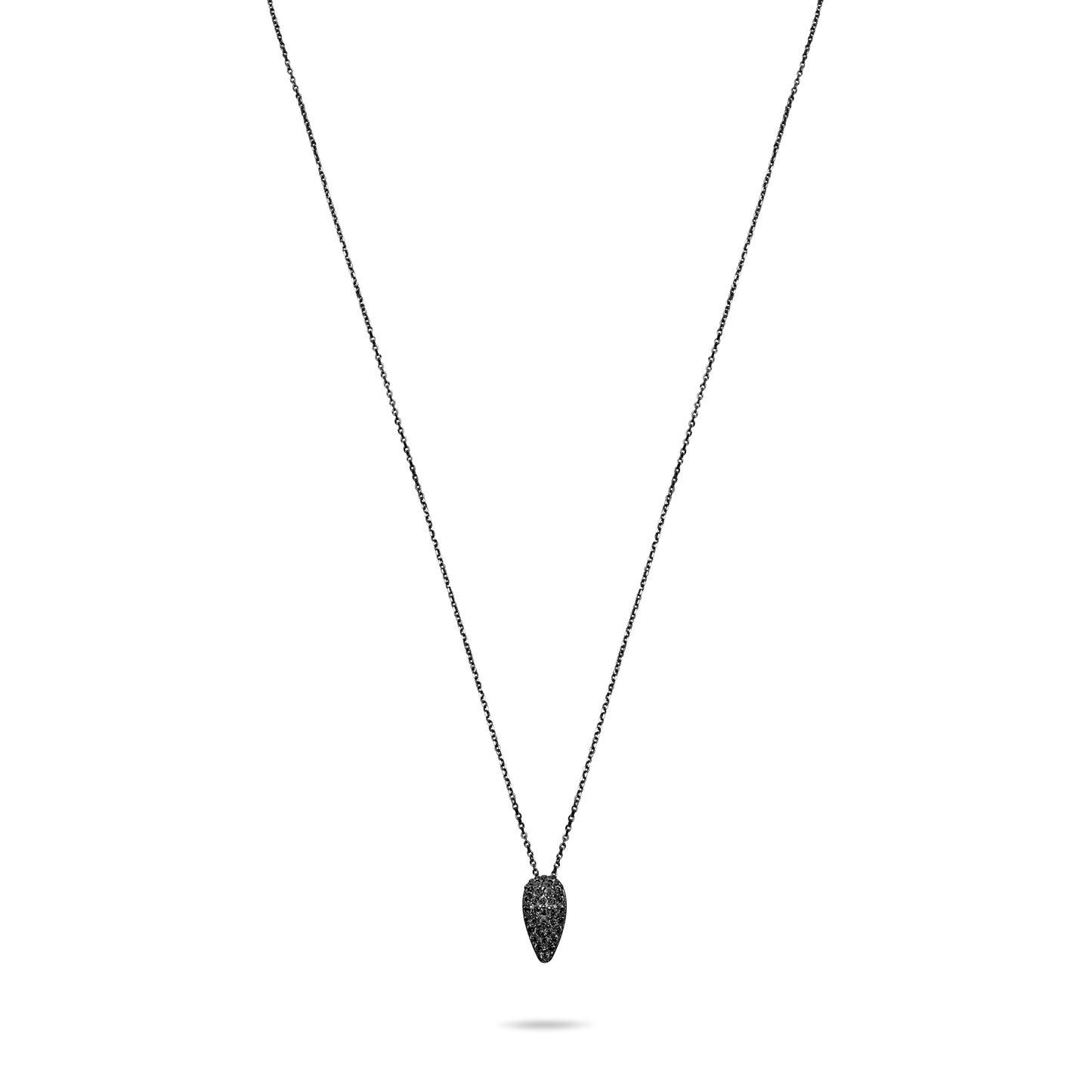 Black Pave Tear Necklace - Black Rhodium Plated