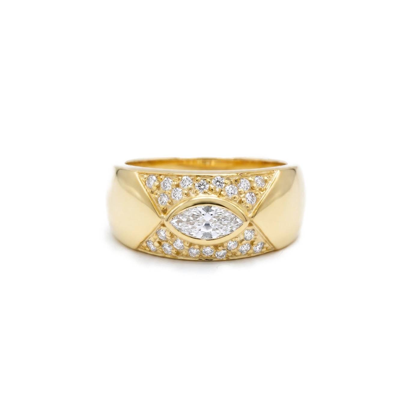 Naveta Thick Ring - Gold Plated