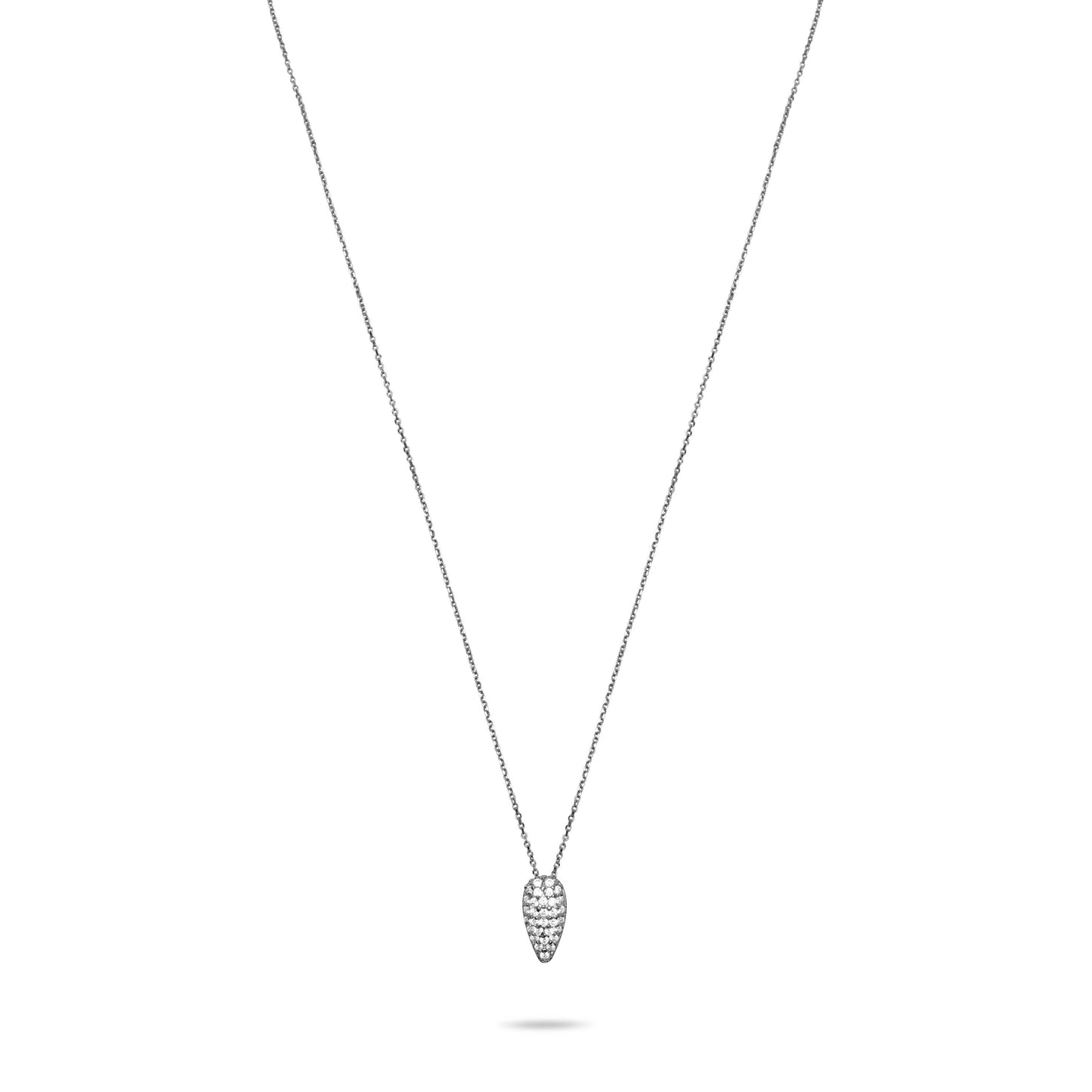 Pave Tear Necklace - Silver Rhodium Plated