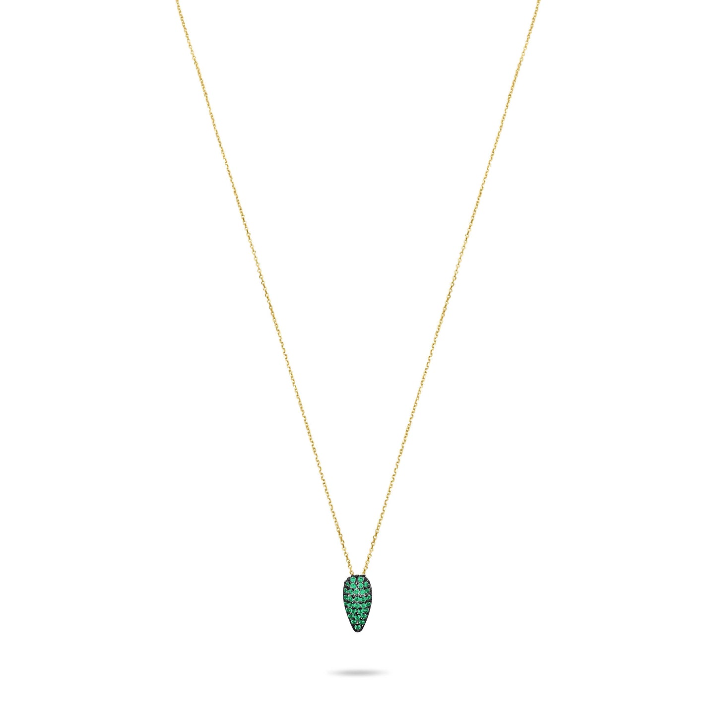 Emerald Pave Tear Necklace - Gold plated