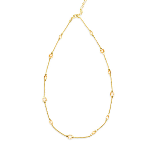 Citrine Chain Necklace - Gold plated
