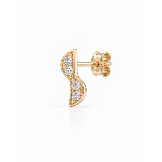 Silken Curve Stud Single Earring - Gold Plated