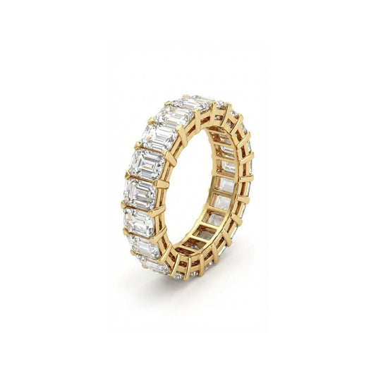 White Emerald cut Eternity Ring - Gold Plated