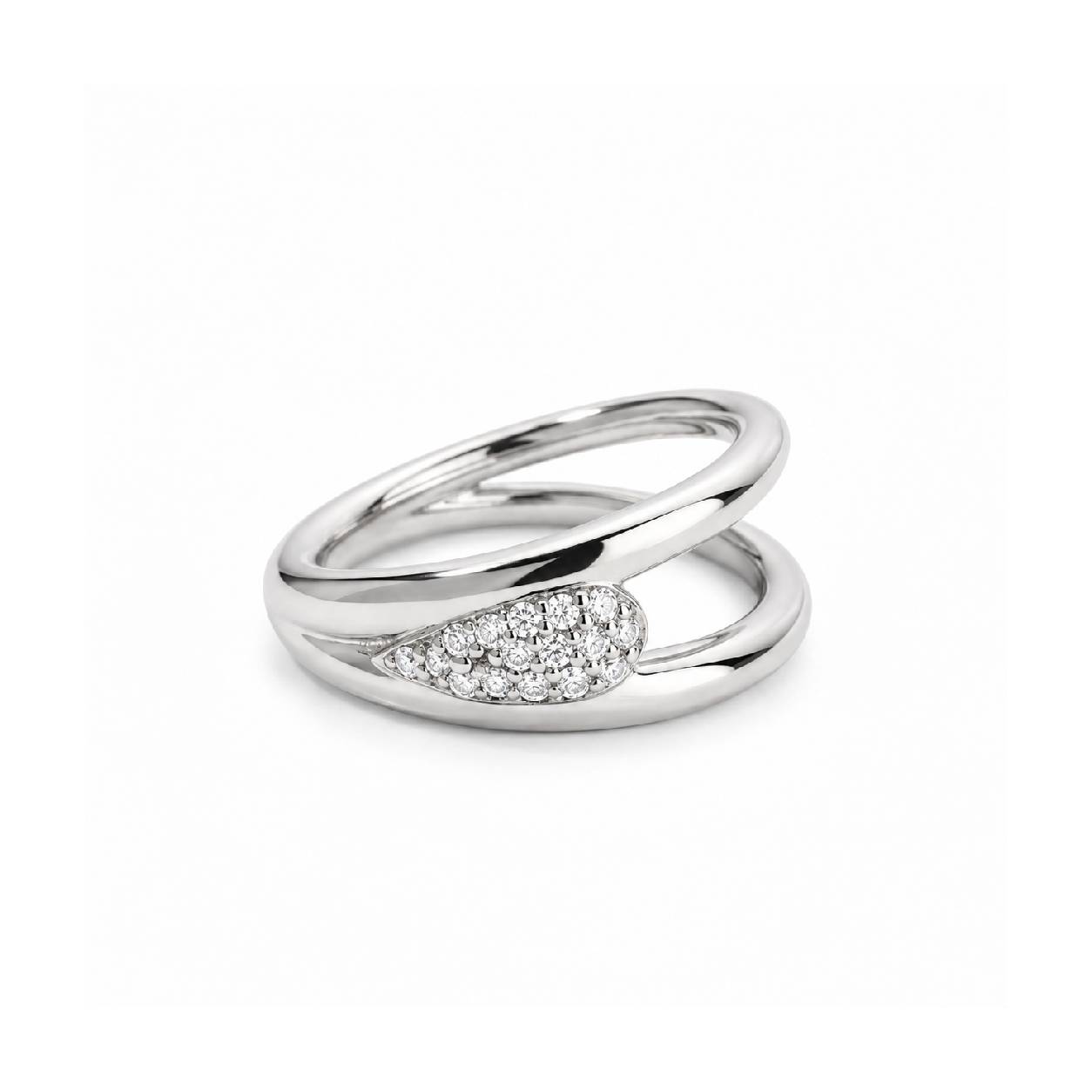 Pave Drop Ring - Silver Rhodium Plated