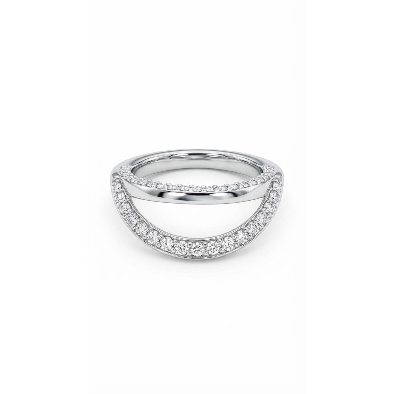 Luna Curve Ring - Silver Rhodium Plated