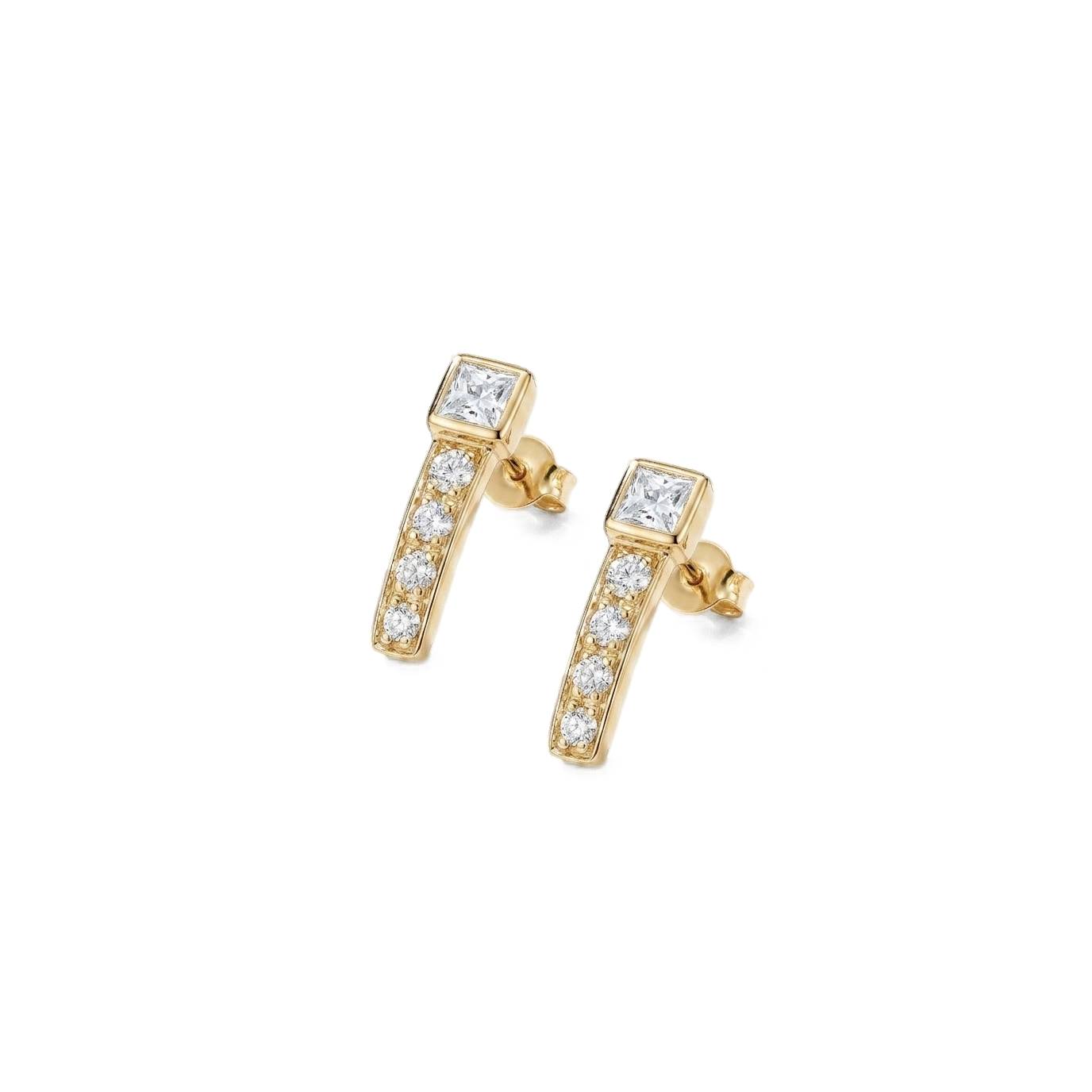 Carré Line Pair Earring - Gold Plated