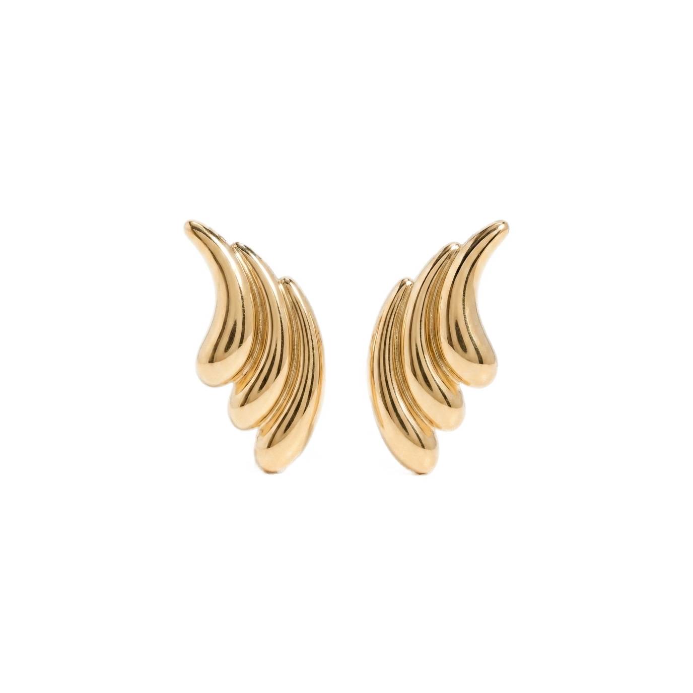 Solid Feathers Pair Earrings - Gold Plated