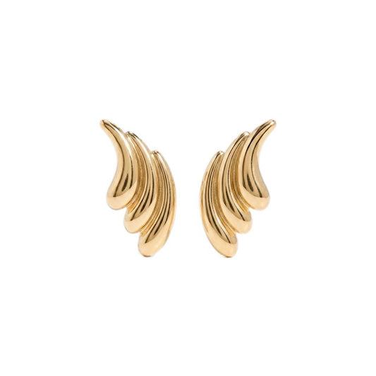 Solid Feathers Pair Earrings - Gold Plated