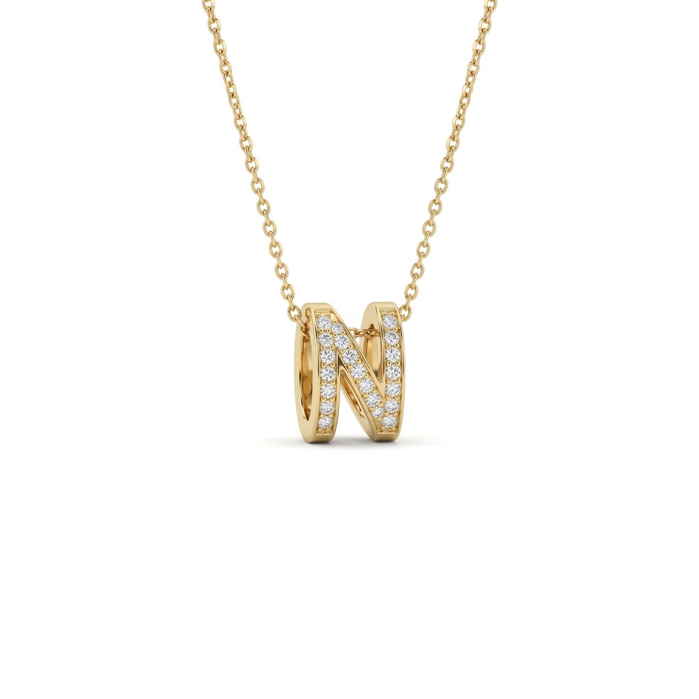 3D Initial Necklace - Gold Plated