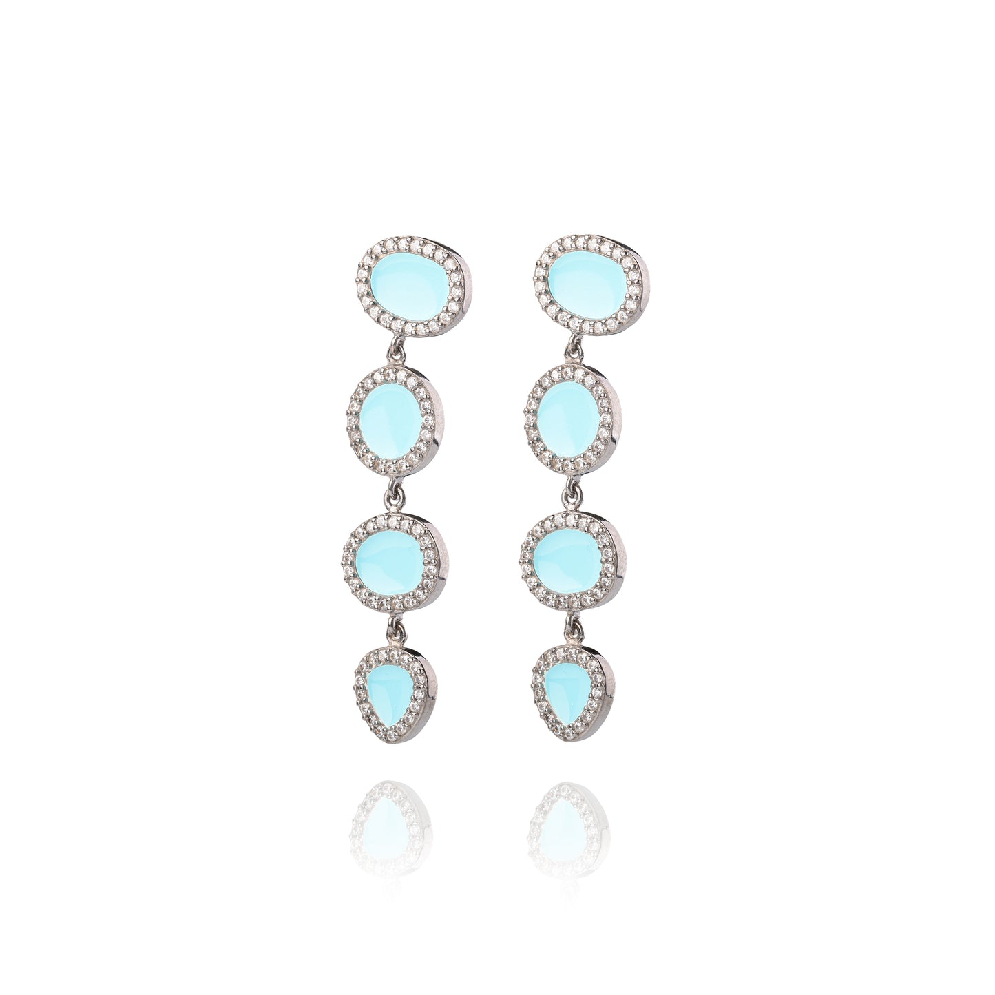 Turquoise Pebble Long Pair Earrings - Antique