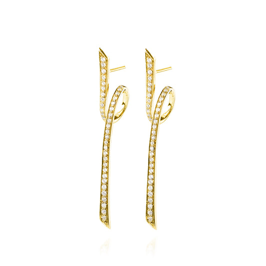 Ribbon Pair Earrings - Gold Plated