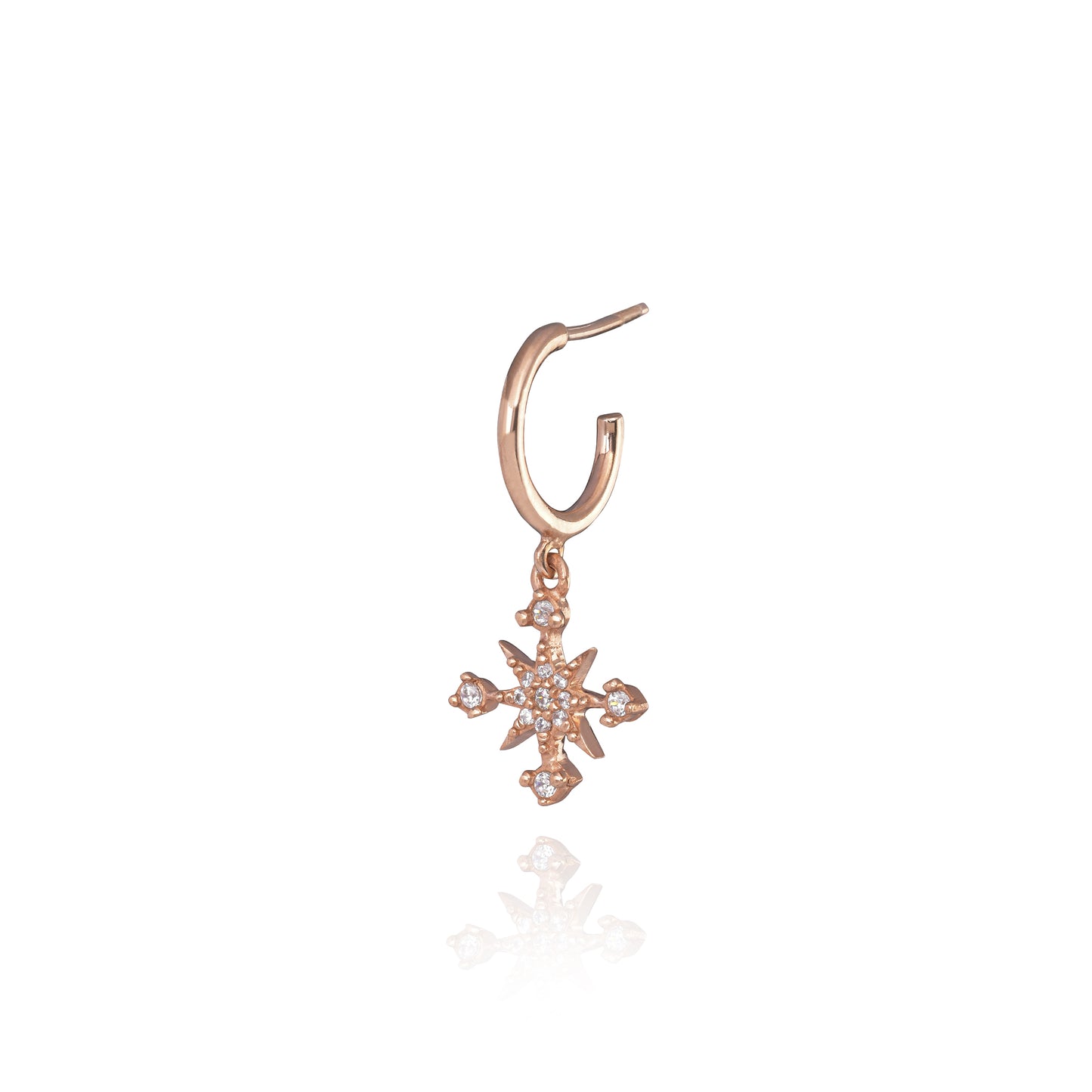 Star Single Hoop Earring - Pink Gold Plated