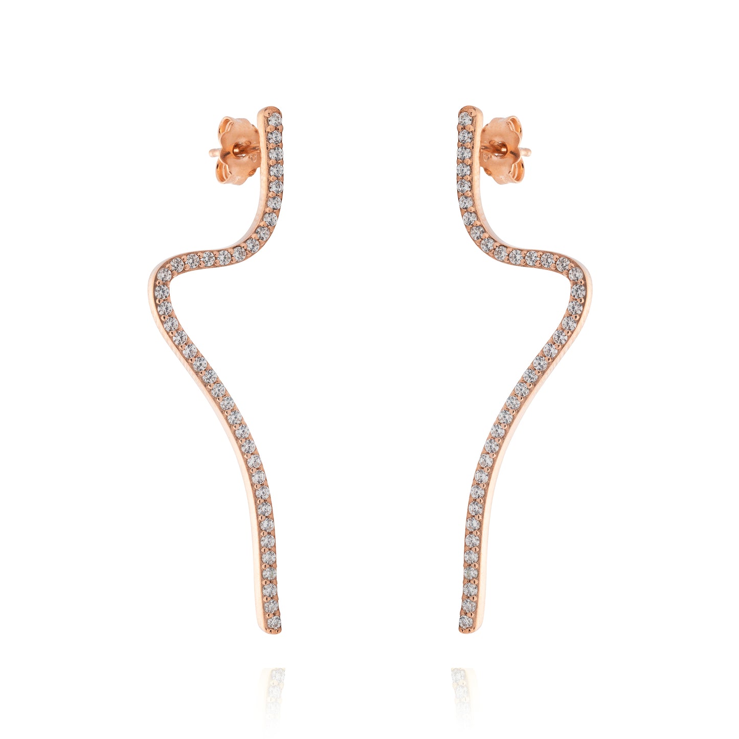 Snake Pair Earrings - Pink Gold Plated