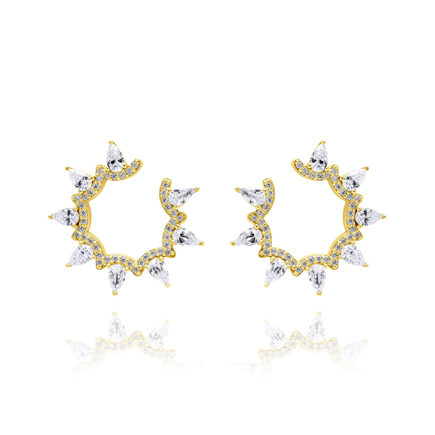 Teardrops Circle Pair Earrings - Gold Plated