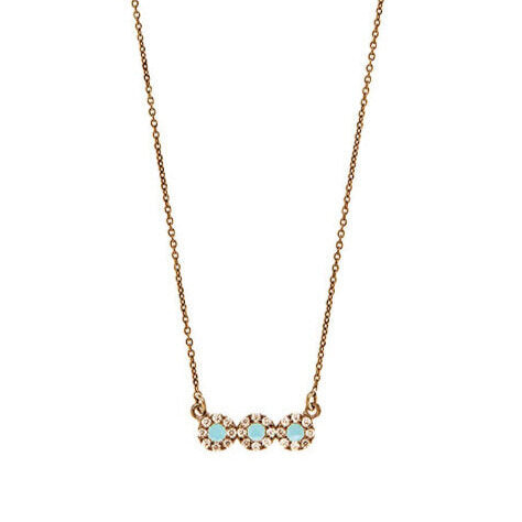 Turquoise Circle Necklace - Pink Gold Plated