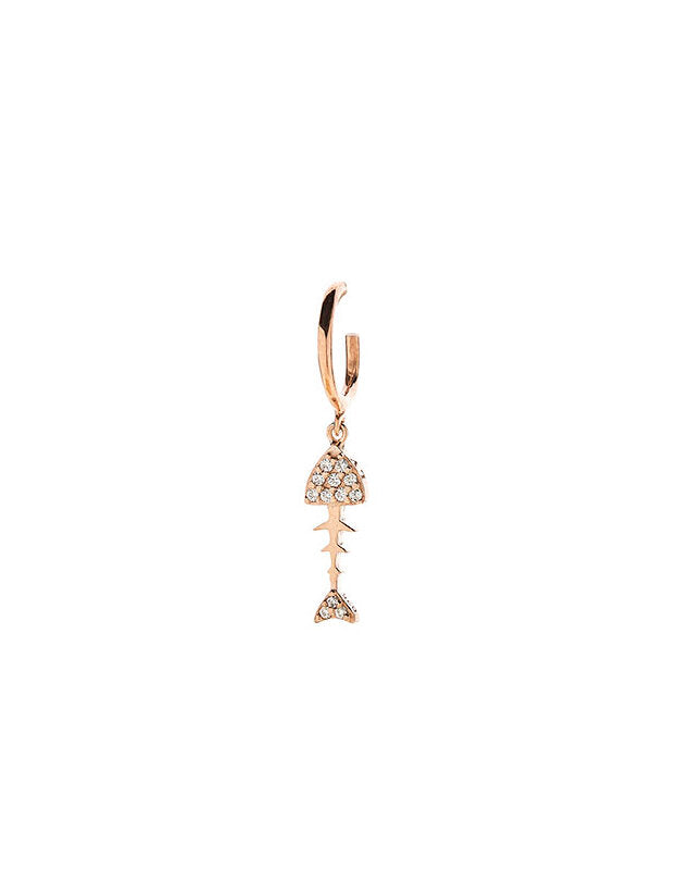Herringbone Single Earring - Pink Gold Plated