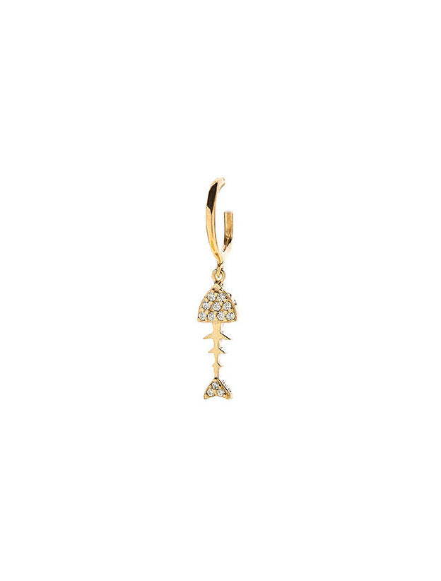 Herringbone Single Earring - Gold Plated