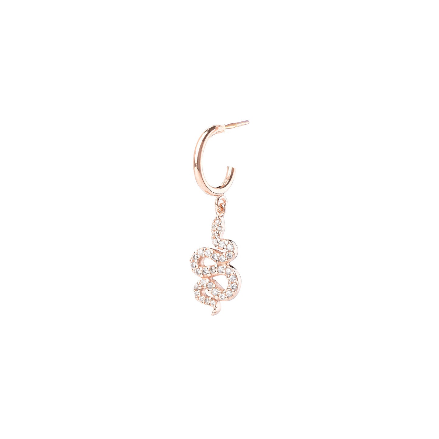 Snake Single Hoop Earring - Pink Gold Plated
