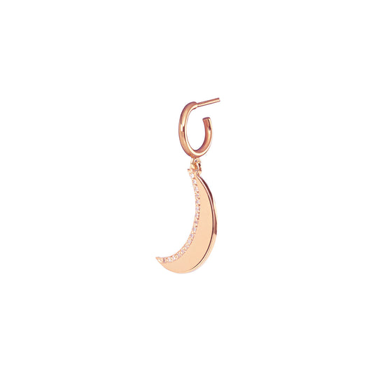 Moon Single Hoop Earring - Pink Gold Plated