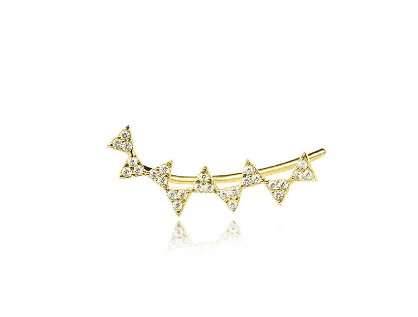 Happy Triangle Single Ear Climbers - Gold Plated