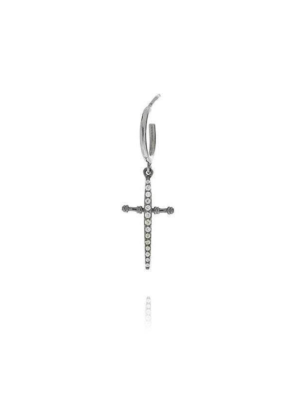 Trickle Cross Single Hoop Earring - Antique