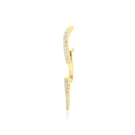 Small Needle Single Ear Jacket Earrings - Gold Plated