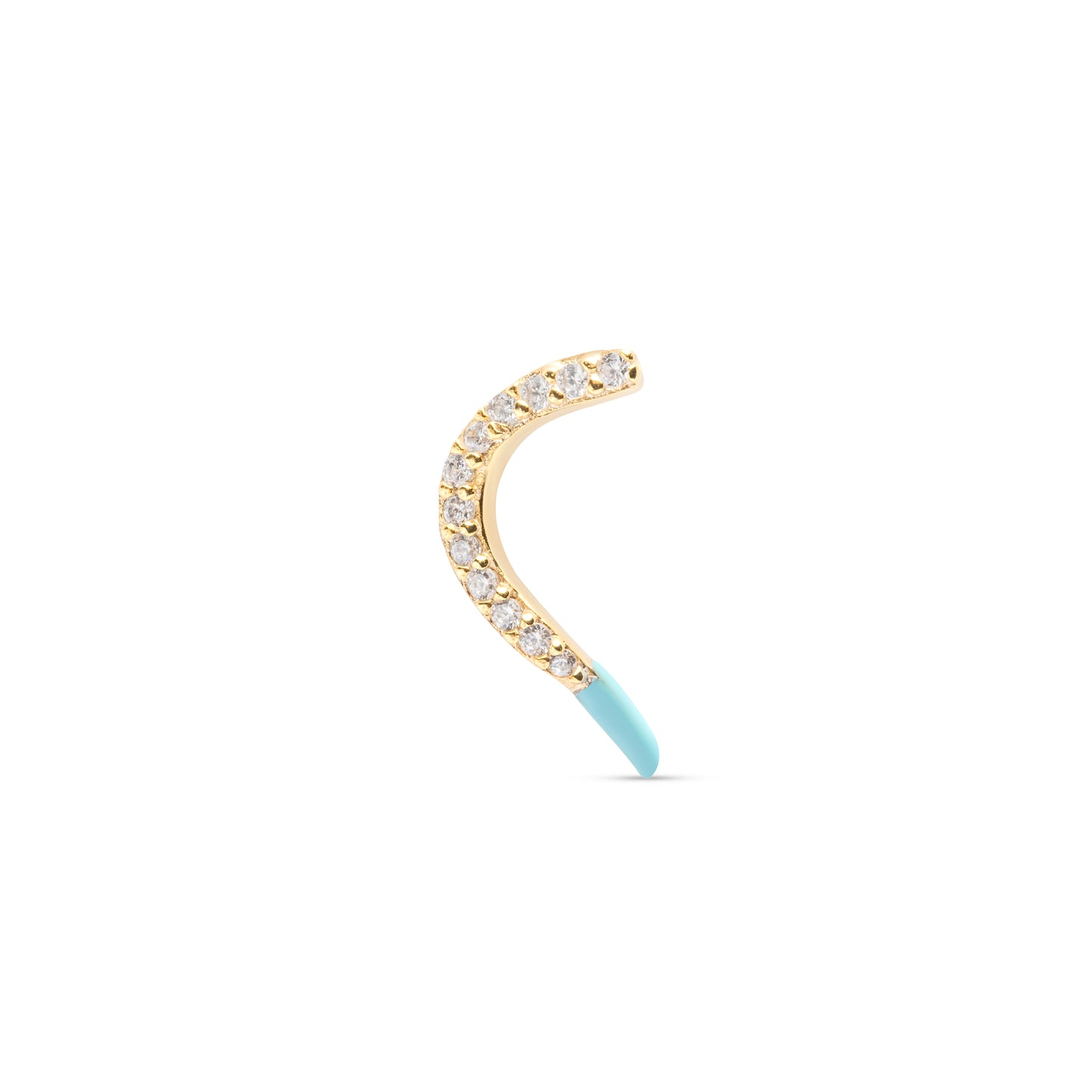 Turquoise Snake Stud Single Earring - Gold Plated
