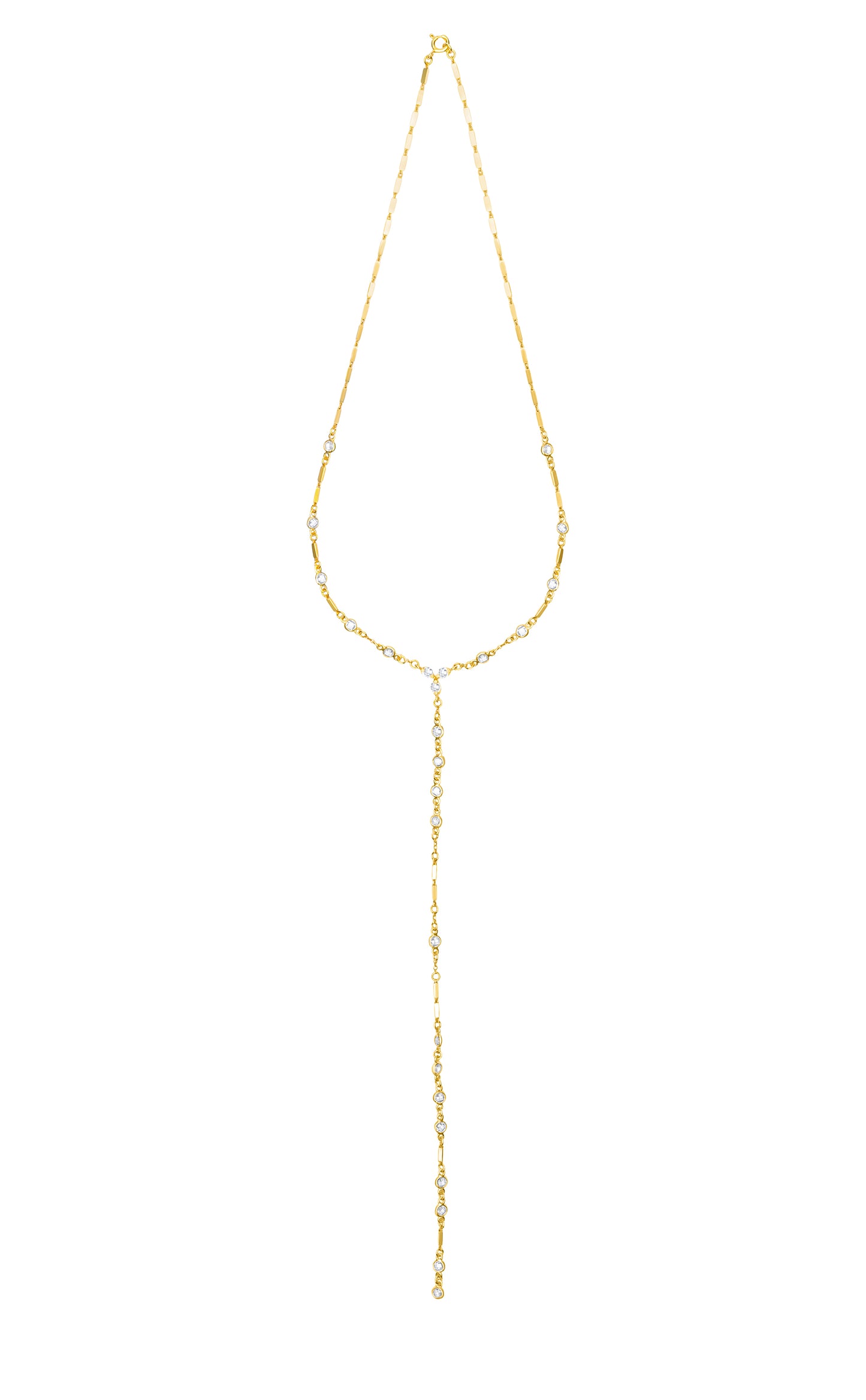 Y Drops Lariat Necklace- Gold plated