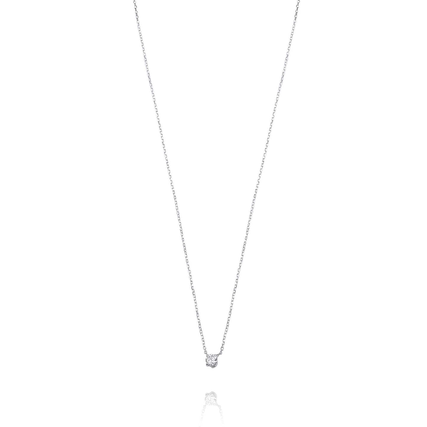 Solitaire 9k White Gold Necklace