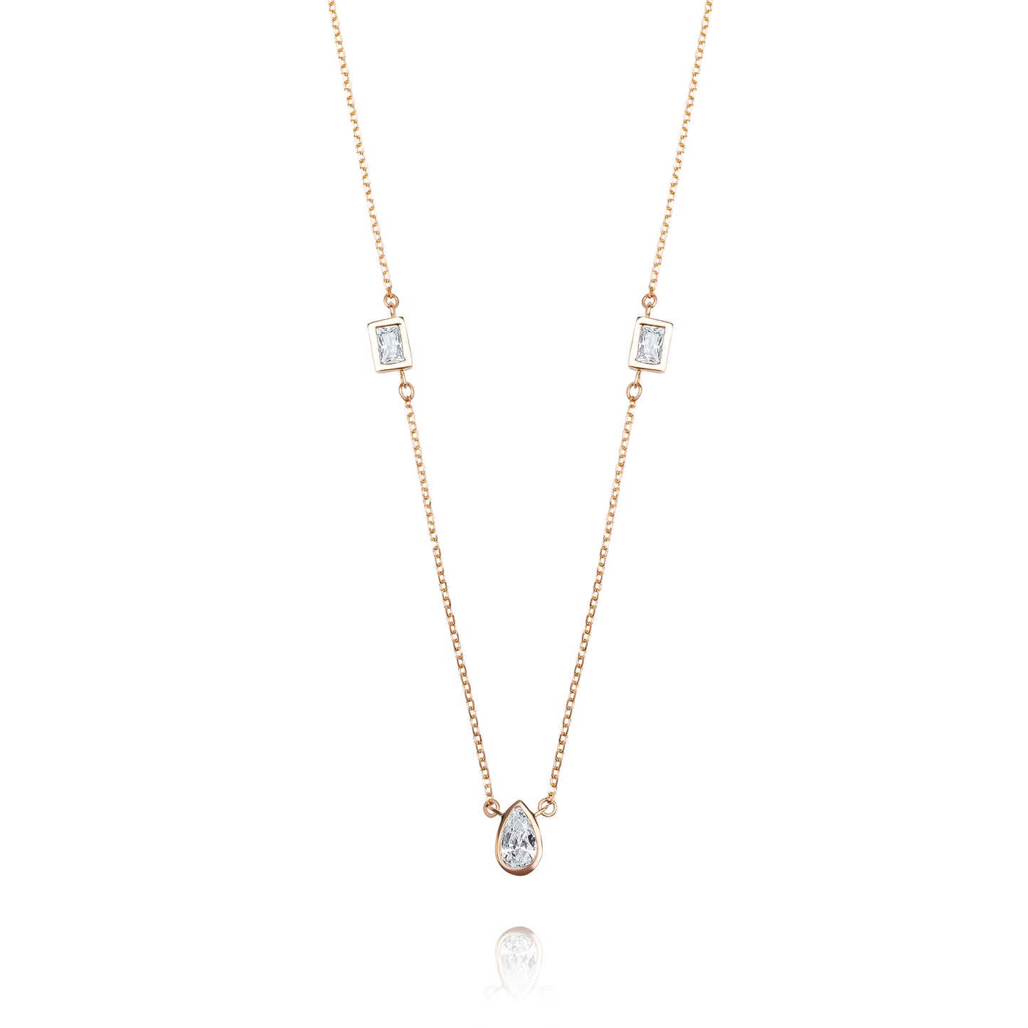 Tear Drop 9k Pink Gold Necklace