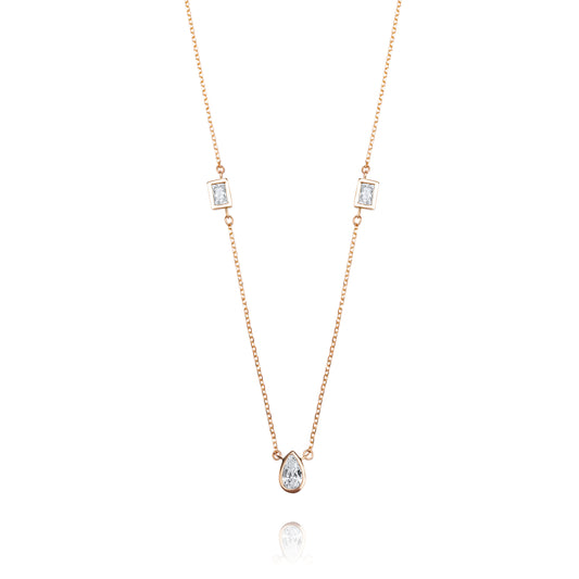 Tear Drop 9k Pink Gold Necklace