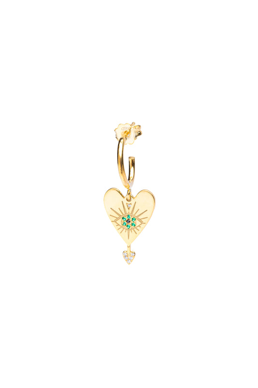 L' amoureux Hoop with Emerald Single Earring - Gold Plated