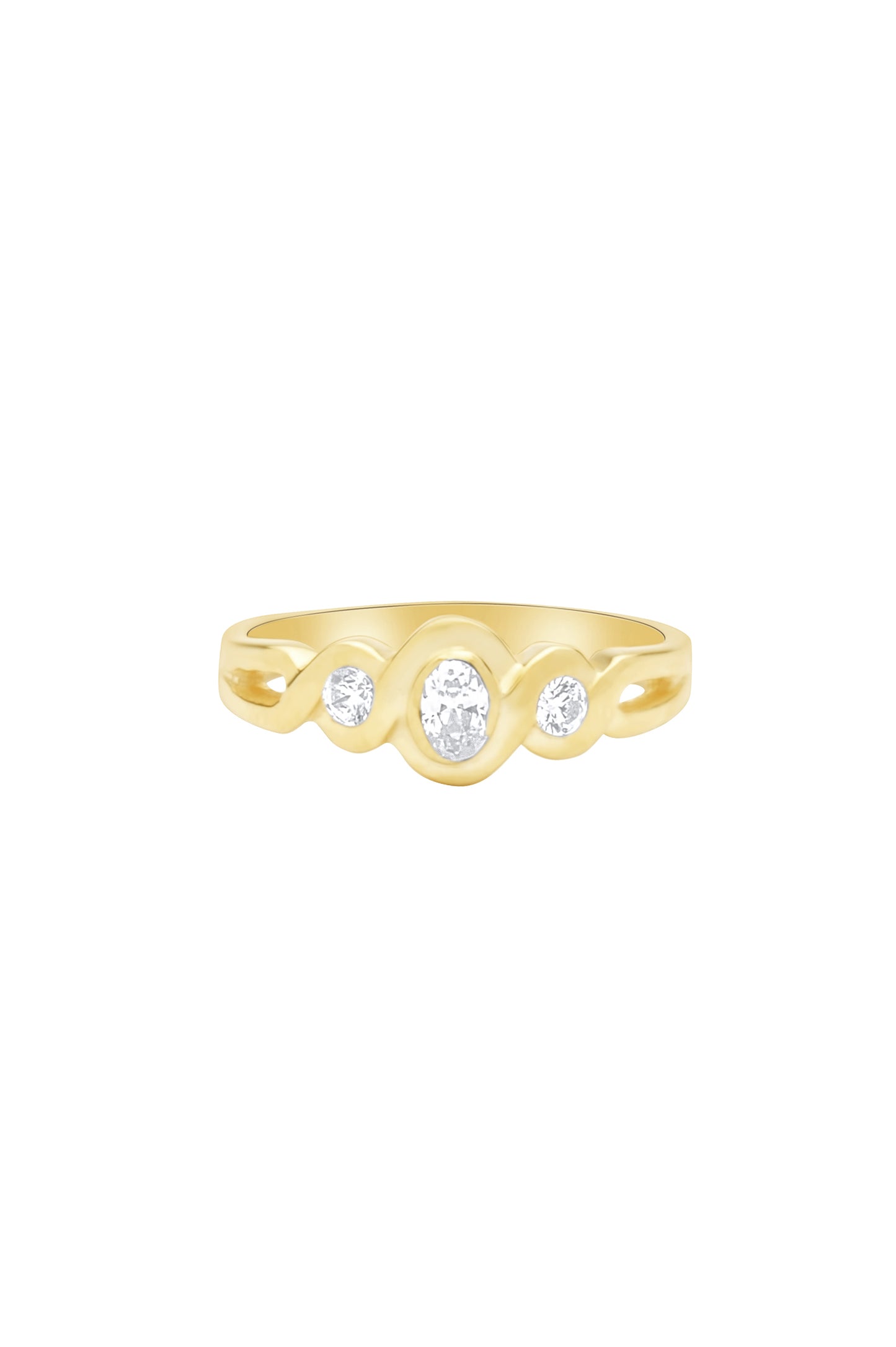 Twist with Stones Ring - Gold Plated