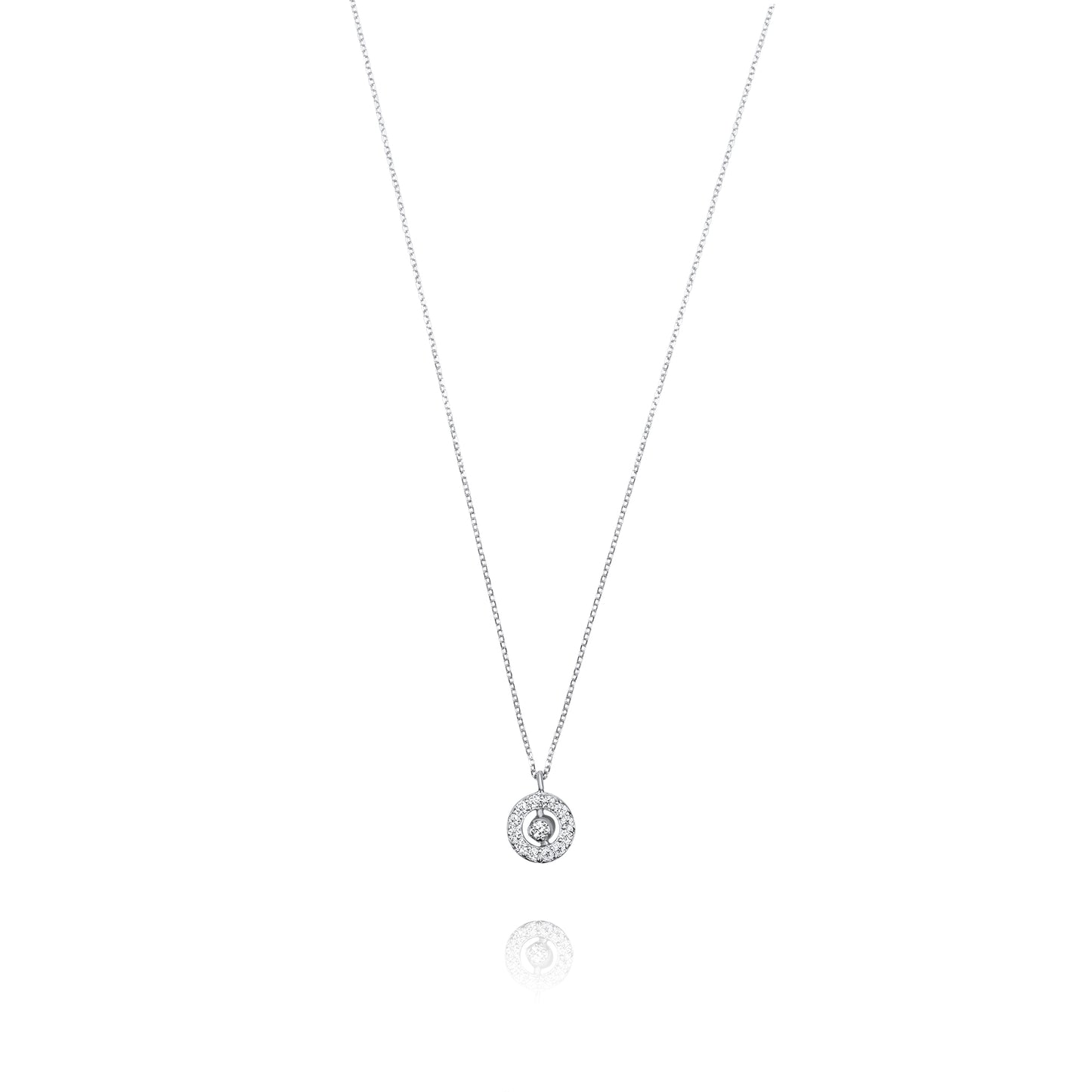 Circle 9k White Gold Necklace